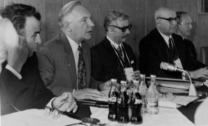 09 Joseph Rotblat and colleagues at the the 17th Pugwash Conference, Ronneby, Sweden, 1967.jpg